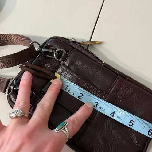 Brown Handcrafted Brown Genuine Leather Festival Riding Belt Bag Crossbody Bag