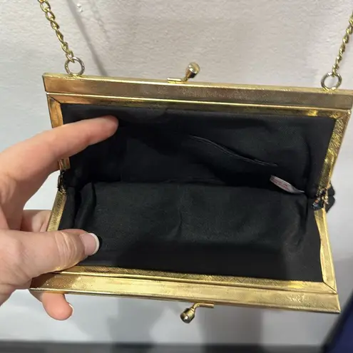 Vintage Floral Tapestry Purse Gold Chain Strap Evening Bag Clutch