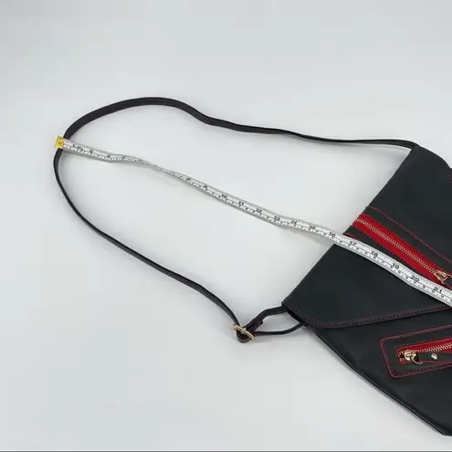 Olivia Miller Red Faux Leather Moto Crossbody Bag Zippers