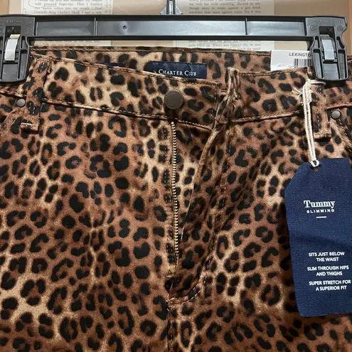 Charter Club Leopard Print Stretch Straight Leg Jeans Tummy Slimming Plus Size NWT w/ Pockets