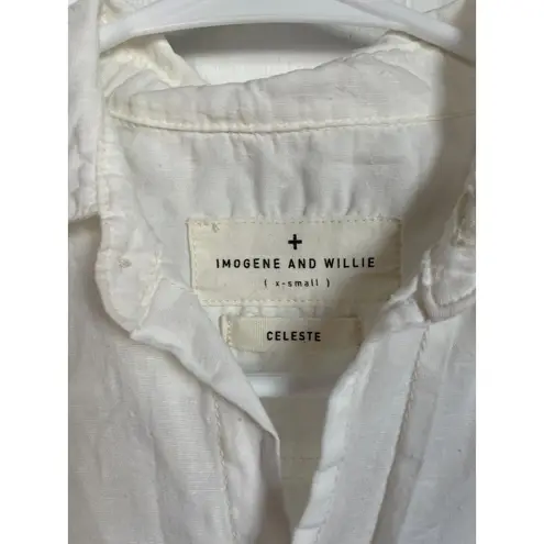 Imogene and Willie XS Celeste 100% Cotton Short Sleeve Button Shirt White