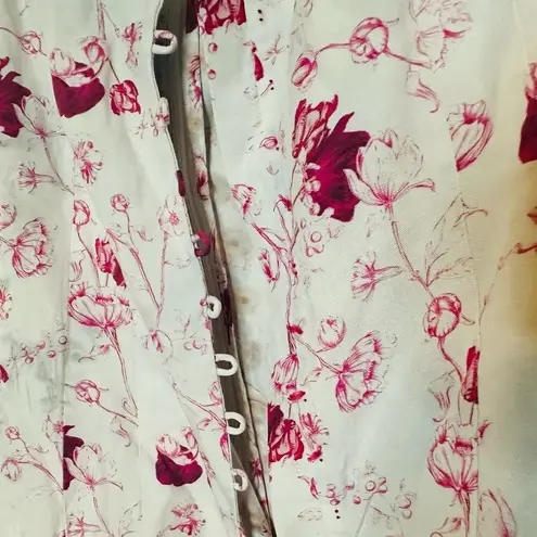 CHELSEA AND WALKER Women's White Pink Floral Button Front Mini Dress Size 4