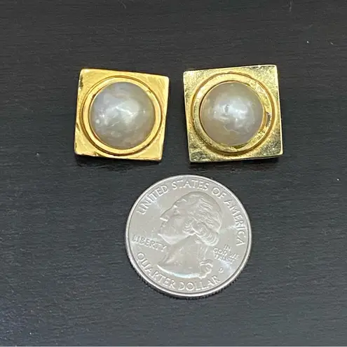 Vintage Signed LES BERNARD Designer Pearl Gold