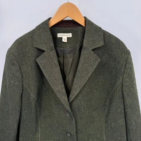 Coldwater Creek Blazer Jacket Womens 12 Green Wool Blend Lined Pockets Masters