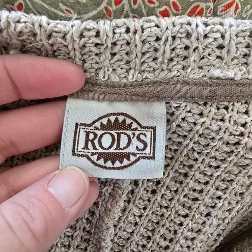 Rods Prim & Proper Beige Paisley Contrast Chiffon Sleeve Sweater Size Small Tan