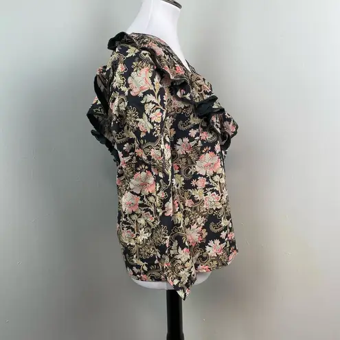 ST. ROCHE Hatfield Top in Floral Belladonna Print Organic Cotton Size 6 $285 Black