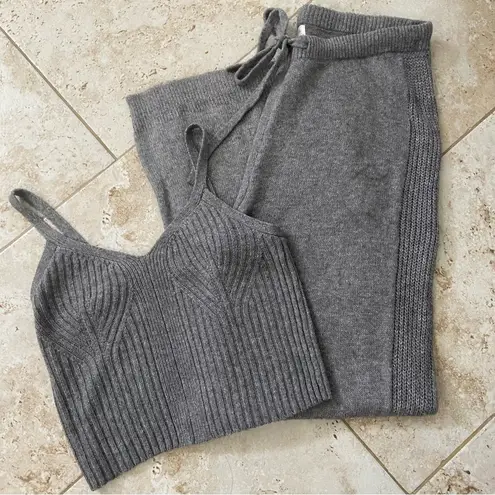 AUDEN Knit Set Gray Ribbed Loungewear Medium