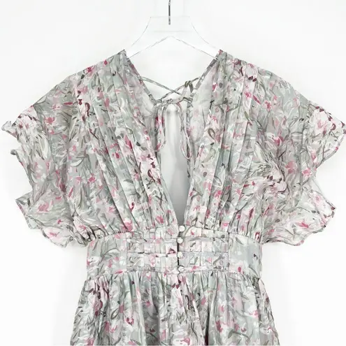 TALULAH Floral Tiered Ruffle Open Back Mini Dress S