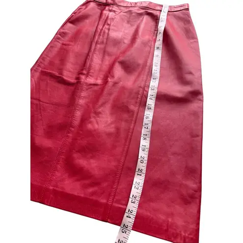 Mixit Vintage Evan Davies 100% Leather Red Pencil Skirt