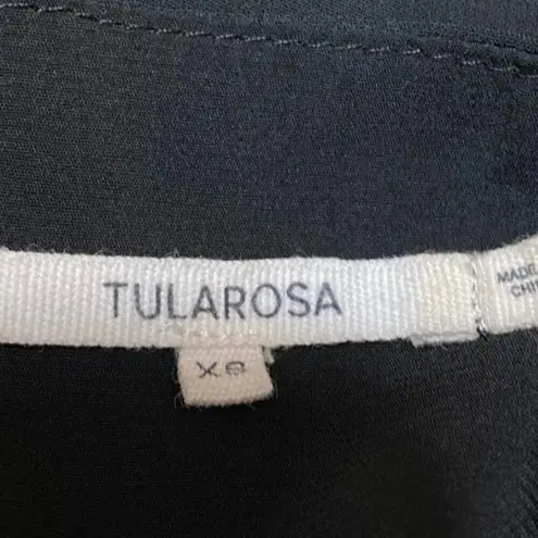 Tularosa  Winnie Black Ruffle Plunge Tie V-neck Long Sleeve Peplum Blouse Top XS - Image 3