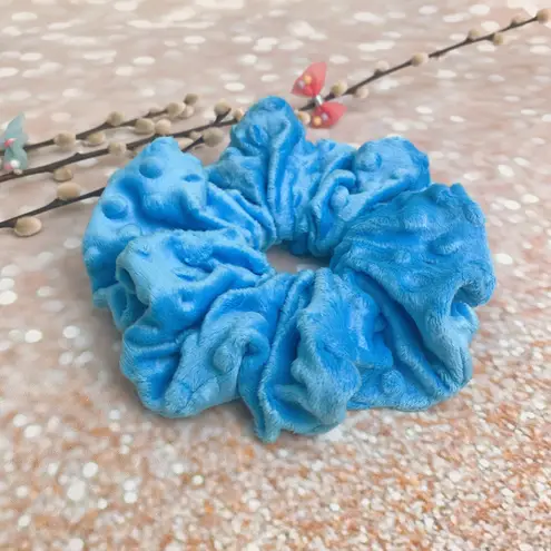 Jumbo Scrunchie Minky Blue Dimple Dots Giant Scrunchie