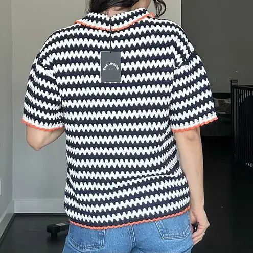 The Upside Voyage Crochet Sagra Shirt Size XXS NWT Blue