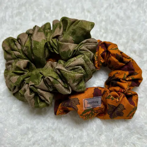 Fall Floral Leaf Print Scrunchies Set (2pcs) Multiple
