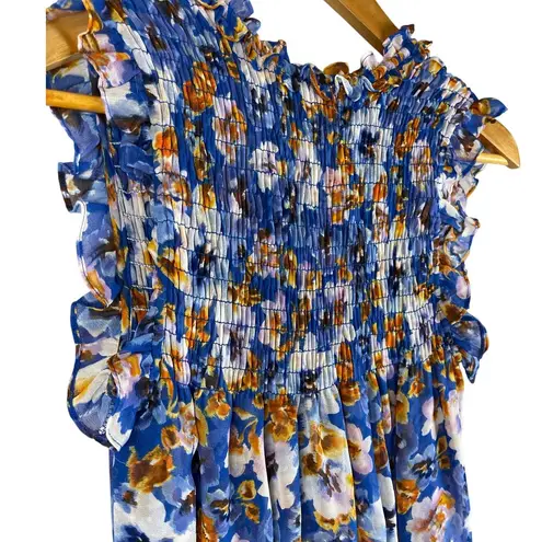 MISA Los Angeles Misa Los Angles Alia Smocked Dress in Blue Pansy Size XS