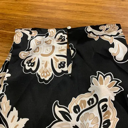 Elie Tahari Elie Tahari Floral Print Top Sleeveless Blouse Cowl Neck Black Beige Size XS