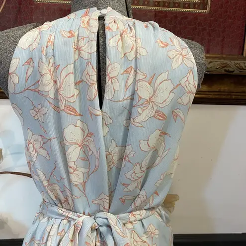 Gilli Floral Sleeveless Belted Halter Style Dress Blue Feminine Size XS 💛🍄