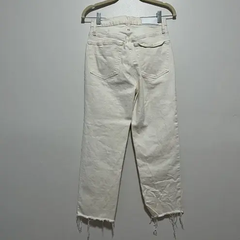 RE/DONE  70s High Rise Stove Pipe Frayed Raw Hem Jeans Size 27 in Vintage White