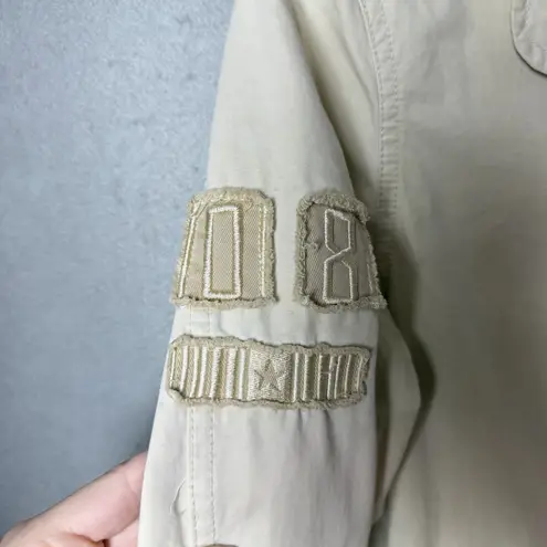 Bershka Cream Utility Trench Coat Jacket Arm Patches Womens US Size XS