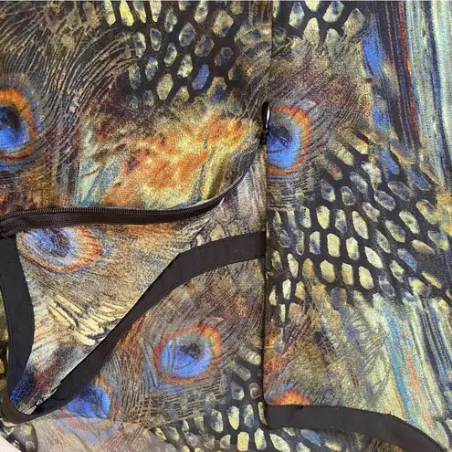 Investments Blue and Green Feather Print Blouse