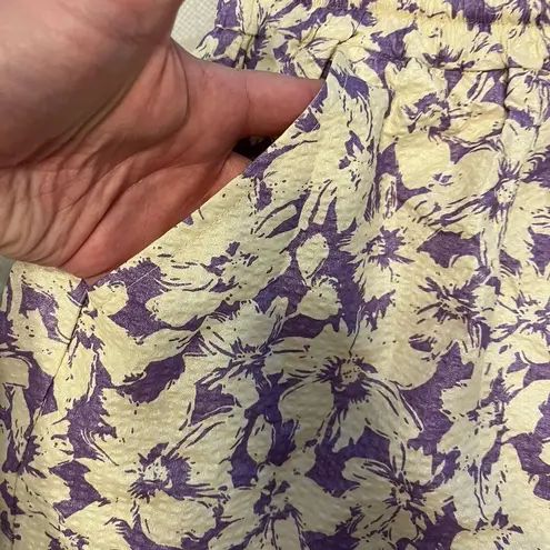 FRNCH Paris Shorts Loose Fit Jalia Women Sz. Small White Purple Floral Elastic