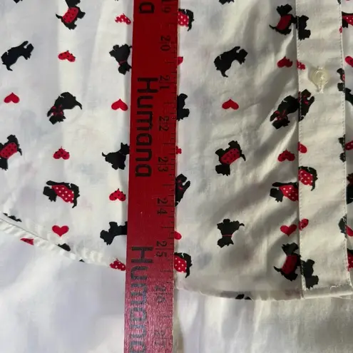 Blair White Long Sleeve Top Scottie Dogs Valentine Heart Casual Size Medium