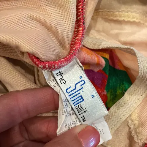 One Piece Vintage 90s swimsuit floral bright tropical slimming Small