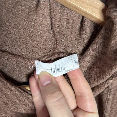 TALULAH Tan Relaxed Knit Thermal Waffle Hoodie Size S