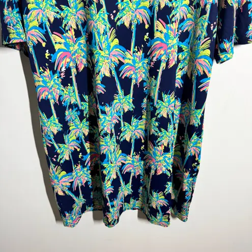 Lulu B UPF 50 Dress Women XL Quarter Sleeve Palm Tree Multicolor Preppy Beach Blue