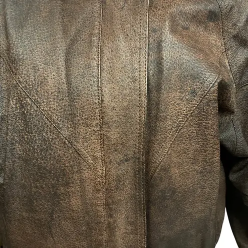 Adventure Bound Thinsulate Long Sleeve Belted 100% Leather Bomber Jacket Size L Brown Size L