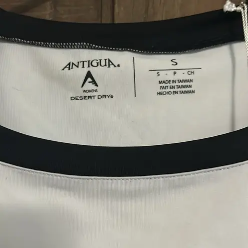 Antigua DESERT DRY Womens Size Small White Blue Top Cap Sleeve Tennis Stretch