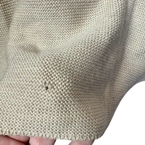 MM Lafleur Open Cardigan Sweater M/L Beige 100% Merino Wool Oversized Shawl Size L