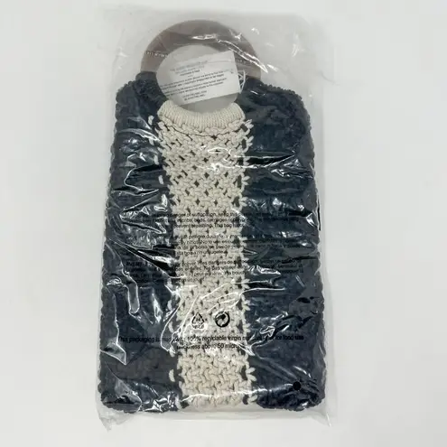 New in Package Laude The Label Black and Cream Gabby Macrame Bag, MSRP $118