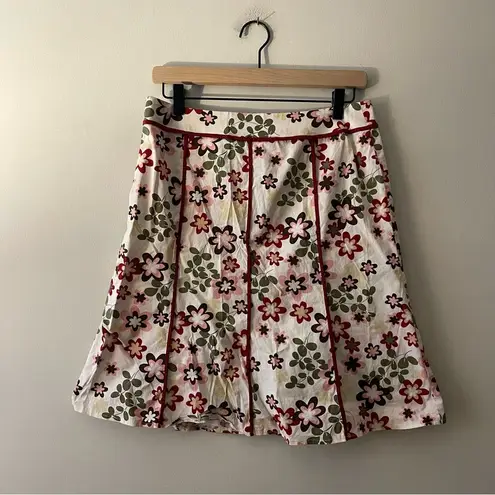 Daisy Vintage Floral Cotton Midi Skirt Y2K 90s Sz 8 White  Retro Tea Knee Length