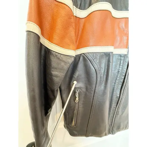 Vintage Harley Davidson Womens Victory Lane #1 Leather Jacket Size Small Heavy Black