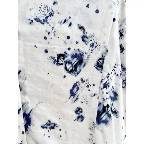 Rebecca Taylor  Sleeveless Floral Print Bow Mini Dress Blue White Women's  US 2