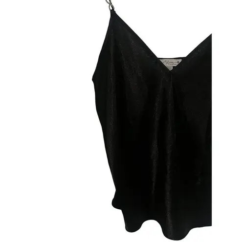 In Bloom By Jonquil Cami Top Sheer Satin Spaghetti Strap Sleepwear Large NEW Black