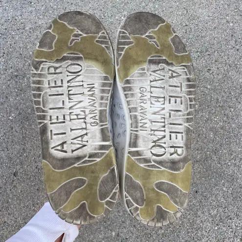 Valentino Garavani Valentino Atelier San Gallo printed broderie anglaise leather sneakers IT 38.5