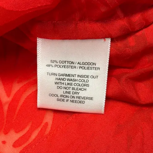 Sag Harbor Costal Grandma Blouse Red 3/4 Sleeve Button Floral Sheer XL Holiday