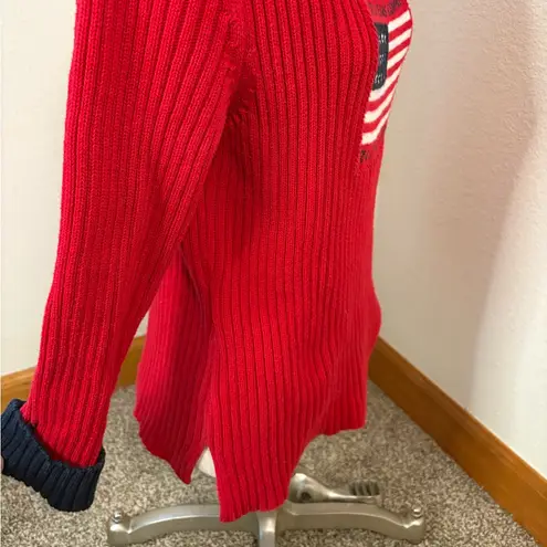 Polo Jeans Company Ralph Lauren American Flag 90s Knit Cotton Sweater Size L Red Size L