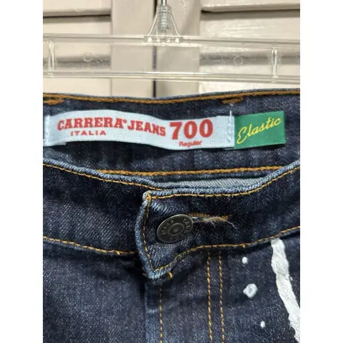 Carrera Jeans 700 Dark Wash Denim Bermuda Shorts Mid Rise Size 40 Hand Painted