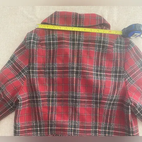 Live a Little LAL Plaid Swing Jacket Red Gray Green Button Wool-Blend Cropped XL