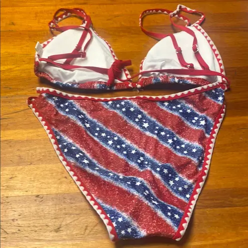 Vibrant Red and Blue Star Bikini Size L