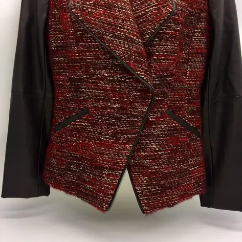 Classiques Entier Wool/Alpaca Blend Dark Red Tweed w/Leather Sleeves/Trim