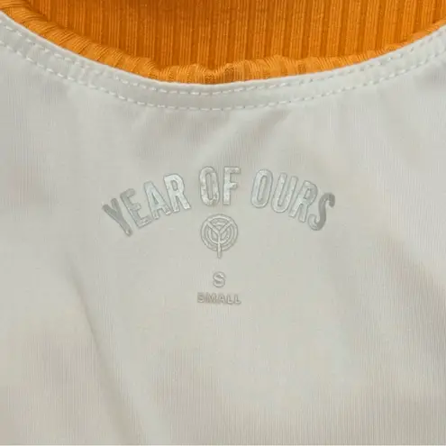 Years Of Ours Ribbed Matching Set Biker Shorts Racerback Sports Bra Orange Small