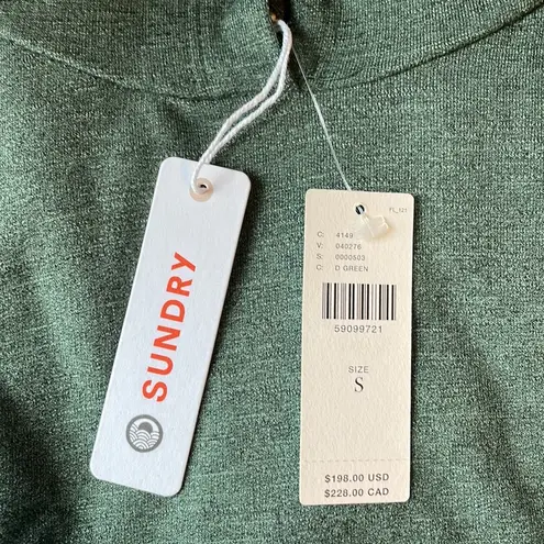 Sundry Galen Chenille Hoodie Dark Green Striped Super Soft Size Small