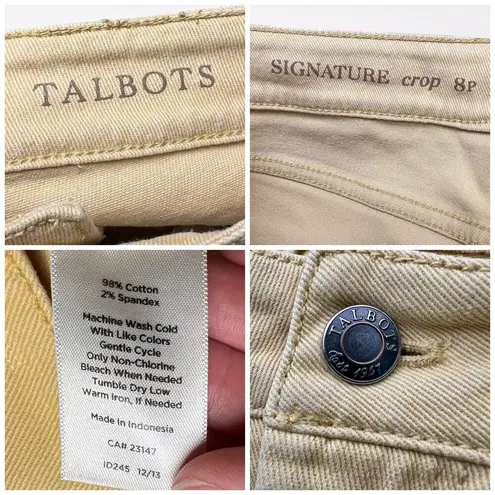 Talbots  Yellow Signature Crop Jeans Zip Hem Stretch 8 Petite