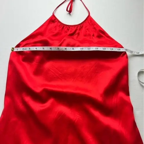 Red Satin Low Back Halter Dress