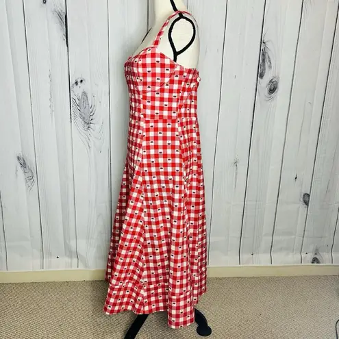 Avec Les Filles NWT  Cherry Print Sweetheart Fit & Flare Midi Dress Sz 14 Stretch - Image 5