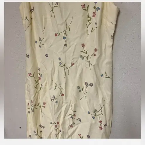 Floral Sleeveless Dress beautiful vintage butter yellow dress Green Size 6