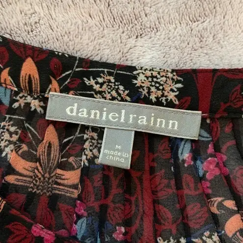 Daniel Rainn Anthropologie Floral Print Boho Sheer Long Sleeve Blouse Black - M - Image 4